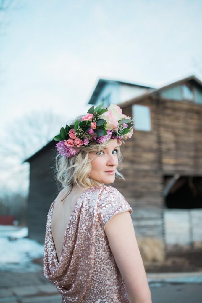 Professional wedding photographer floral head piece